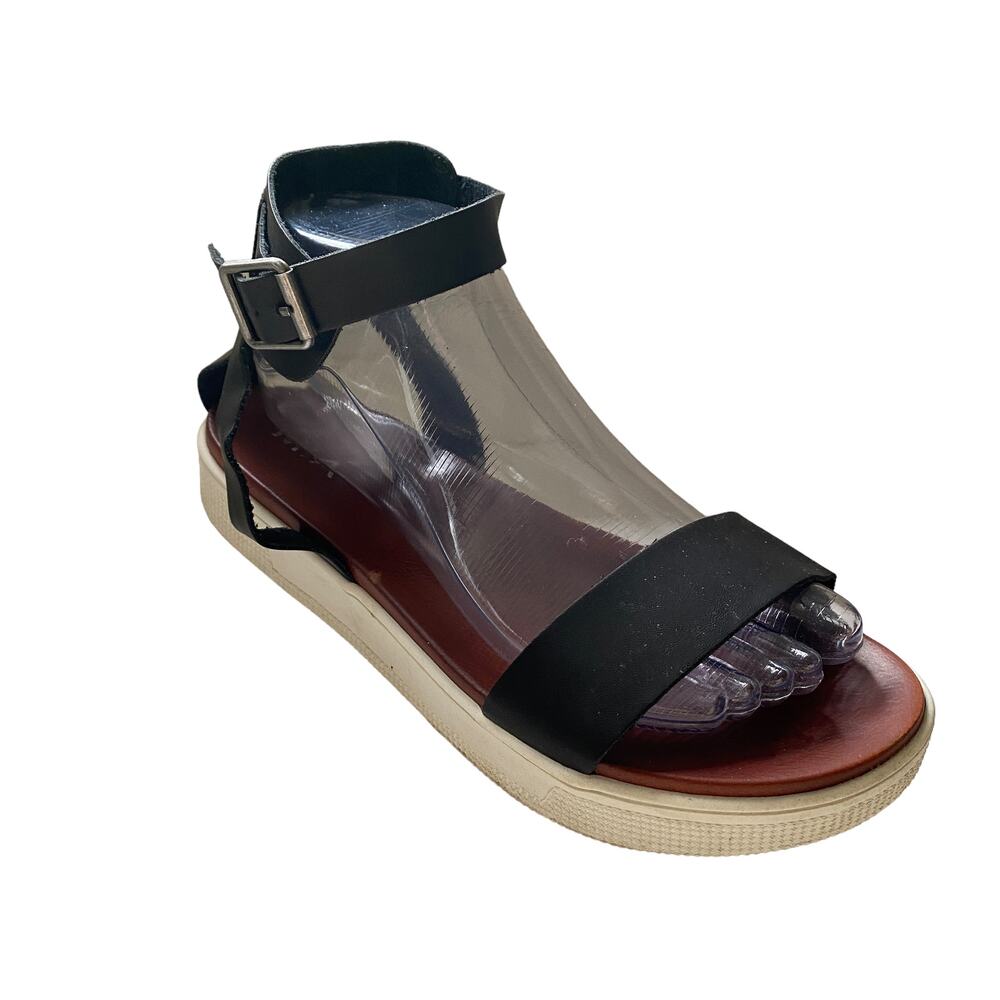 Women's Size 8.5 MIA Ellen Sandals Platform Black Ankle Strap Flat Boho